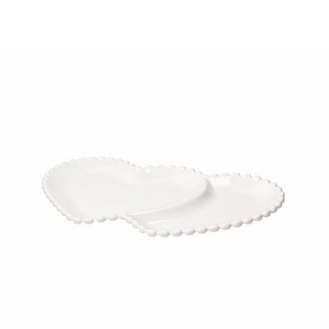 Double Heart Plate 31x19cm Ornament Pearl