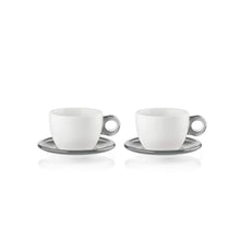 Load image into Gallery viewer, Set of 2 Breakfast Cups WITH Saucers Sky Grey
