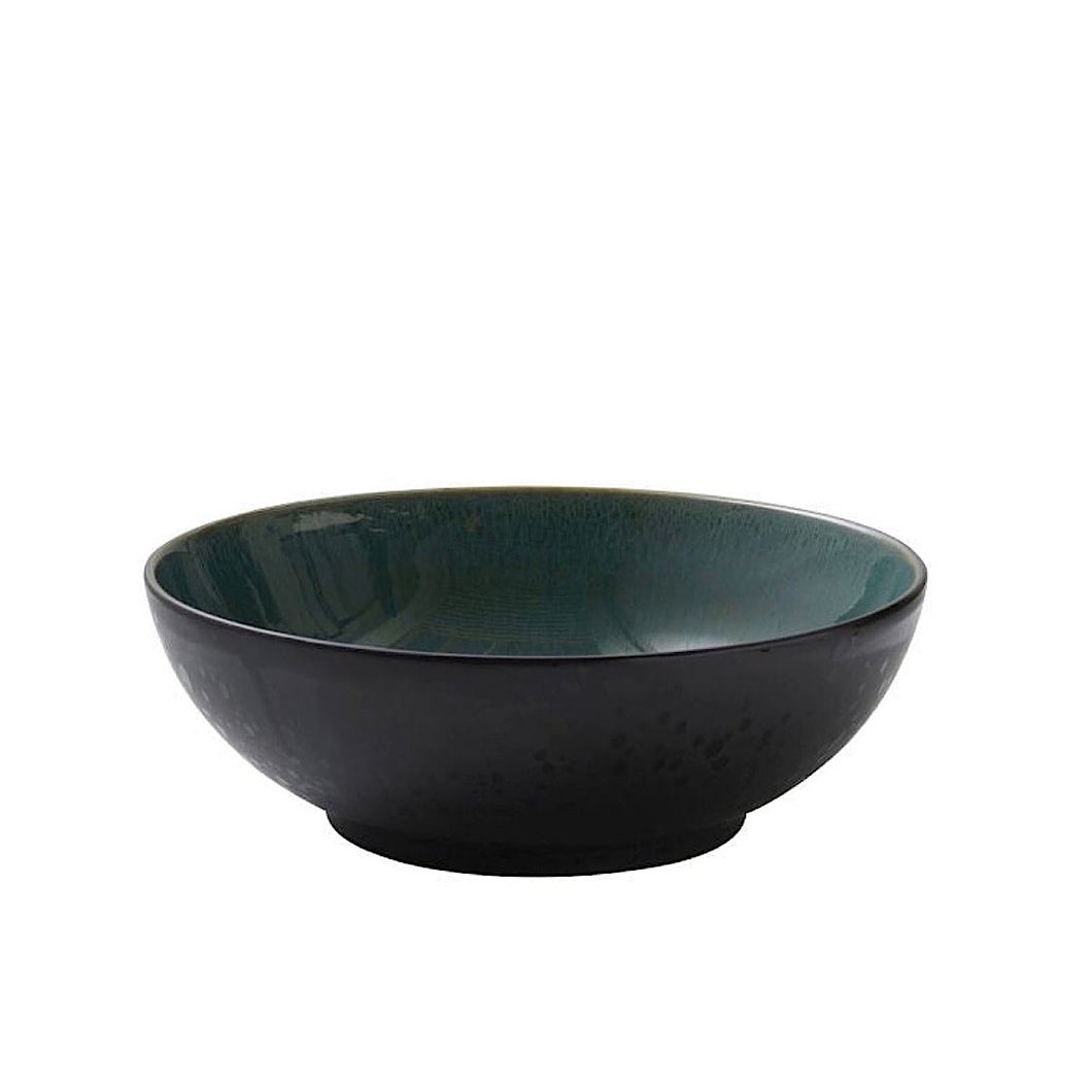 Stoneware Salad Bowl 30cm Black Green
