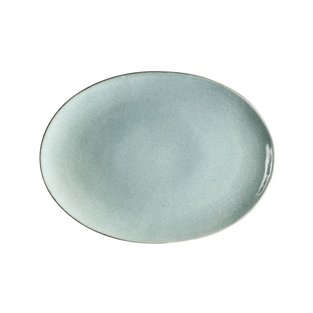 Stoneware Dish 34x45 cm Grey, Light Blue