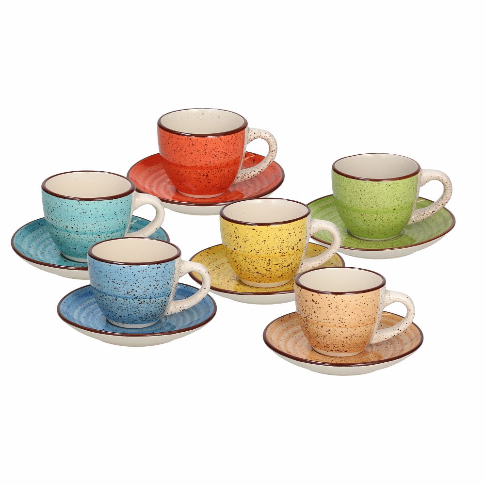 Art & Pepper Multicolor Pack 6pcs Coffee Cups with Saucer