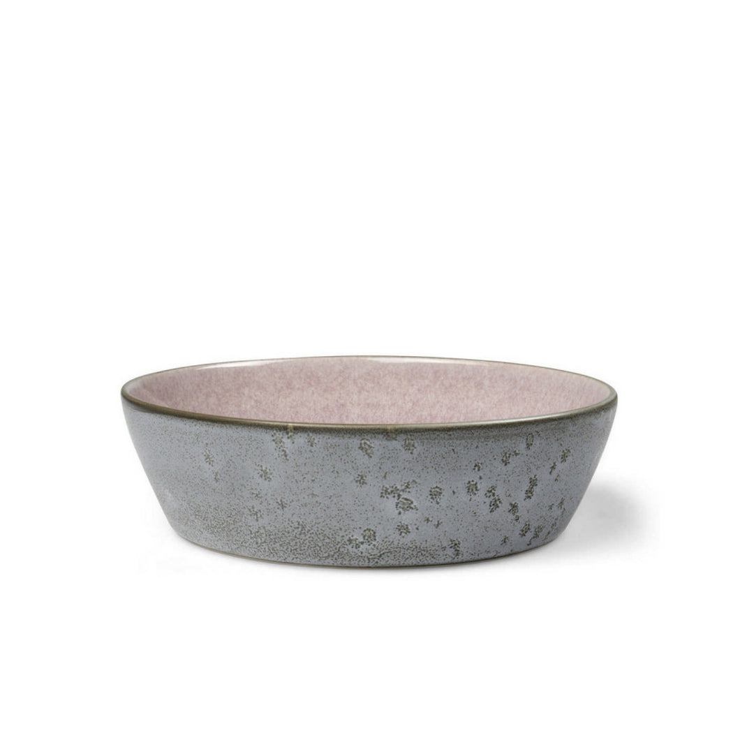 Stoneware bowl / plate deep Ø 18 cm grey, light pink