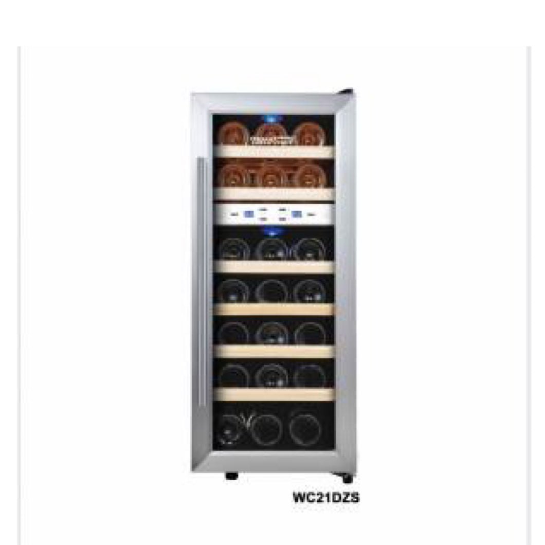 Thermoelectric Wine Cooler , 21 Bottles , Dual Zone , Wood