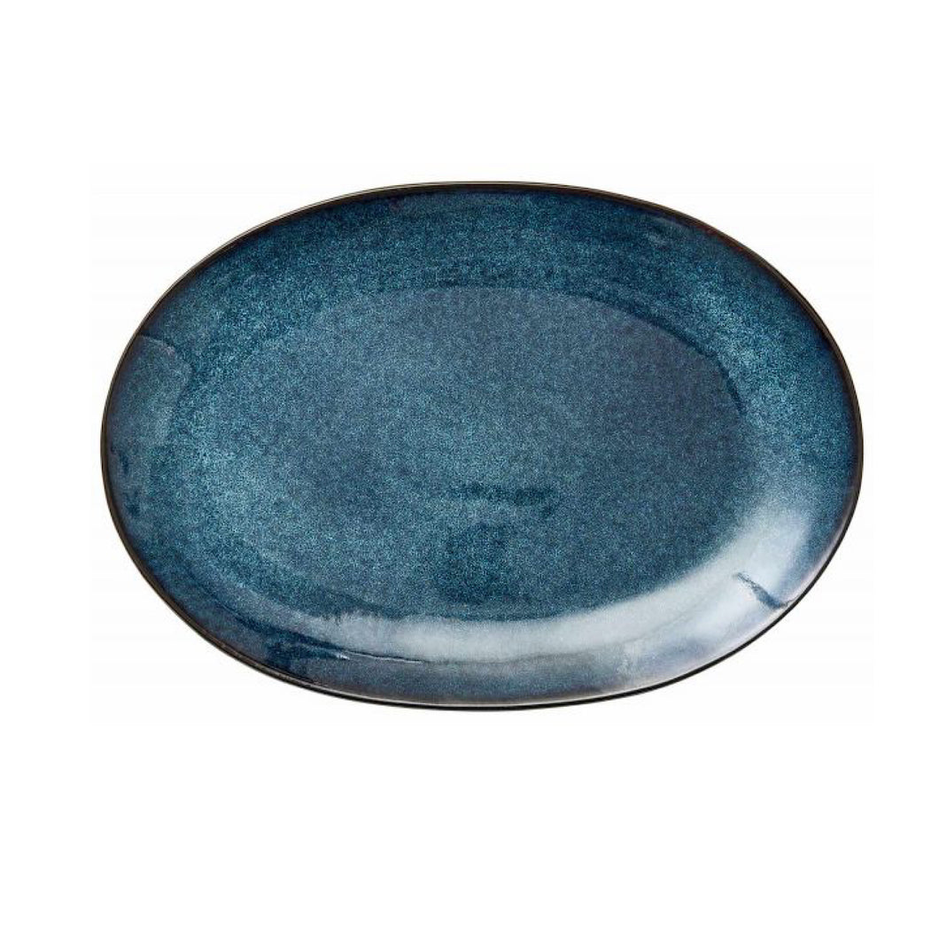 Stoneware Dish 25x36cm Black, Dark Blue