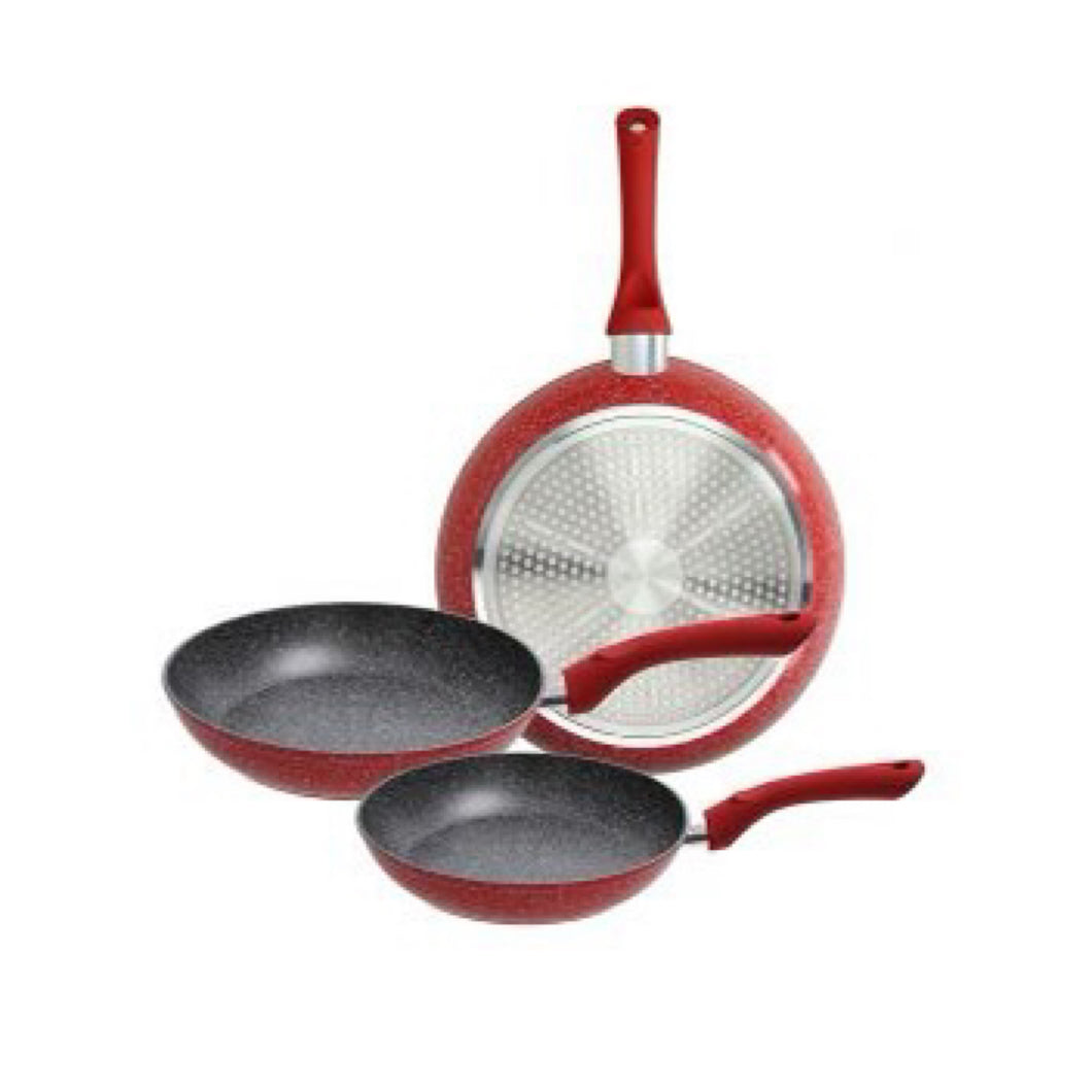 Grancuci Red Stone Set 3 Pans 20/24/28cm