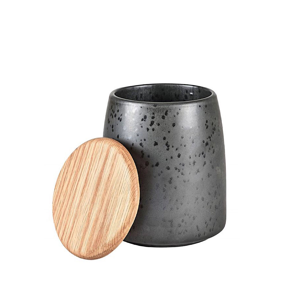 Stoneware Jar With Lid Height 16.5 cm Mat Black