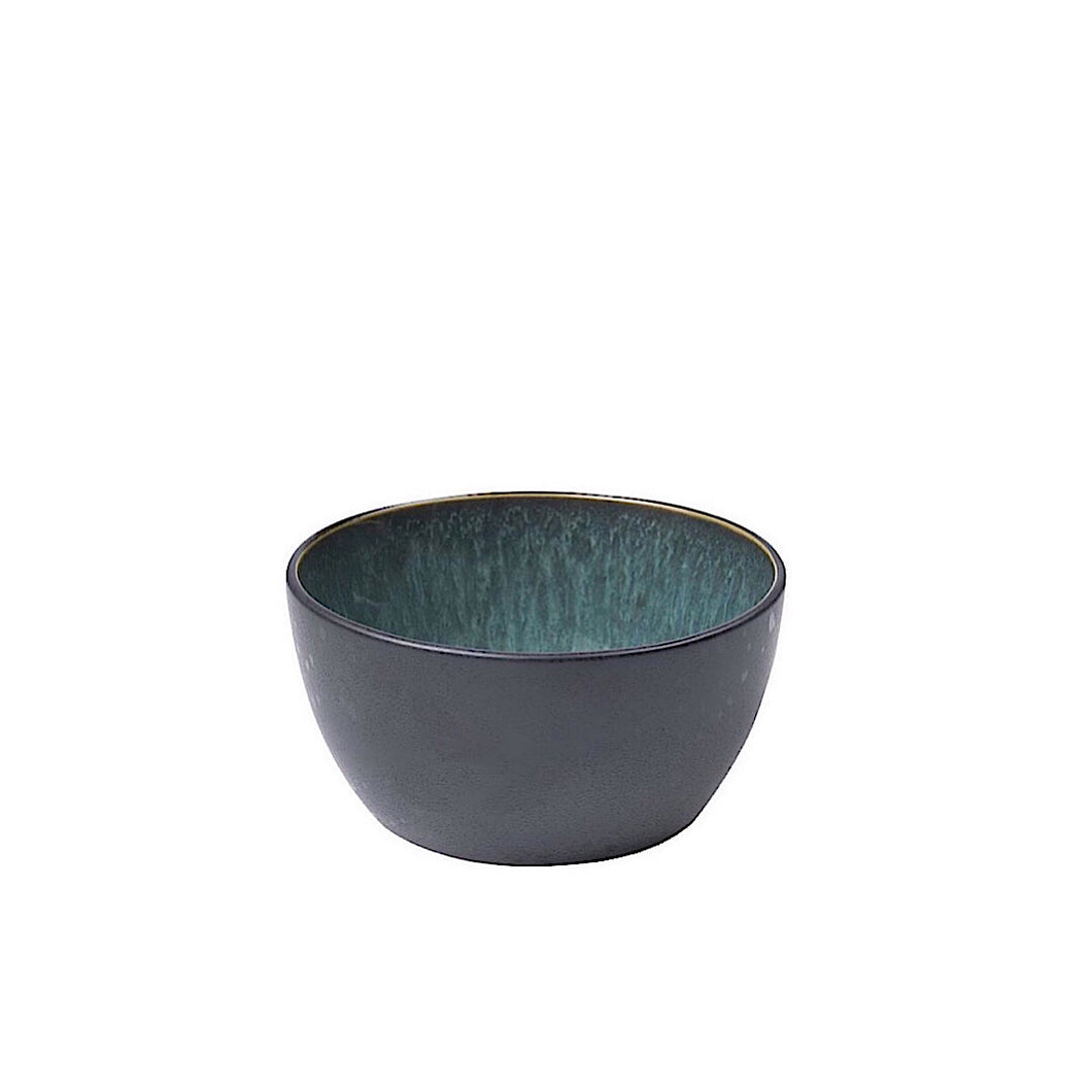 Stoneware Bowl 14cm Black Green
